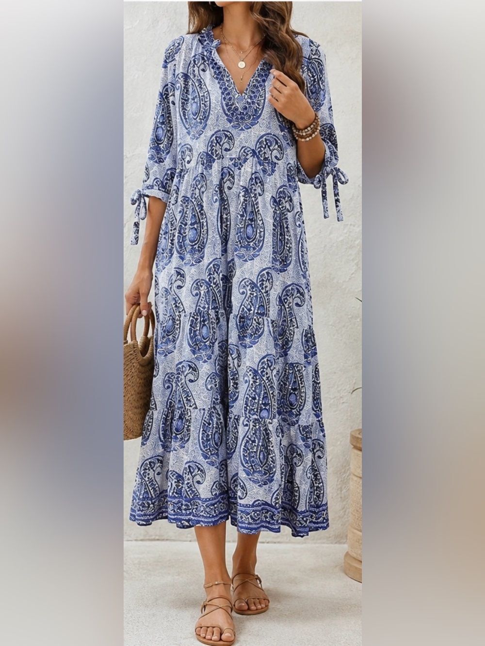 La Plage Claythorne Maxi Dress – Pomegranate Navy & White Print, Women’s Size S